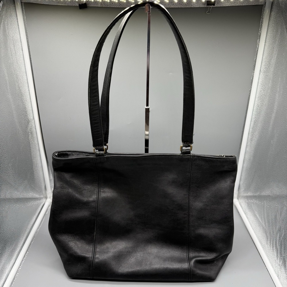 Vintage Coach 4065 Lightweight Tote Black Leather Shoulder Bag USA Zip Top Purse